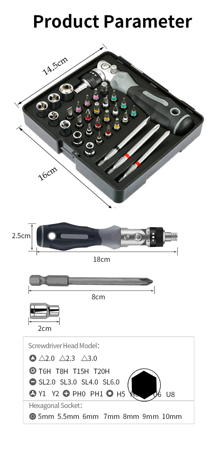 Ratchet Screwdriver Set Magnetic Hexagon Wrench Computer Repair Tools Car Bike Rapid Repair Tools Ket Multidirectional Vanadium