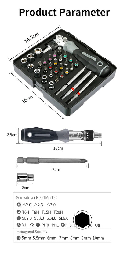 Ratchet Screwdriver Set Magnetic Hexagon Wrench Computer Repair Tools Car Bike Rapid Repair Tools Ket Multidirectional Vanadium