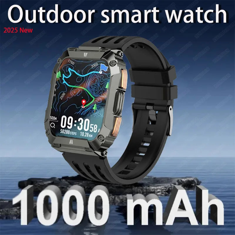 New 1000mAh Battery Smart Watch, 1.95 Inch AMOLED Screen, Men Outdoorsports Watch, IP68 Waterproof Bluetooth Call Sports Smartwatch