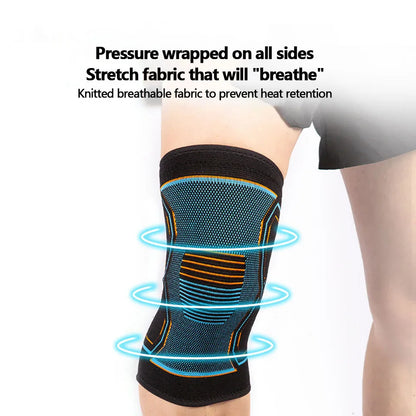 Knee Pads: Four-Sided Knitted, High Elasticity, Double Silicone Anti-Slip, Muscle Strain Protection, Strong Knee Support for Men and Women