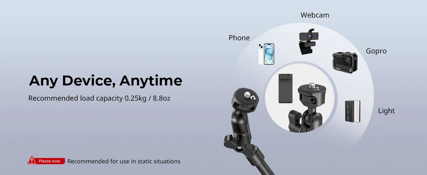 SmallRig Desktop Shooting Magic Arm with Crab Clamp Kit, Adjustable Magic Arm for Smartphones, Webcams and Action Cameras 4766
