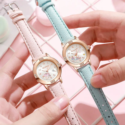 Hello Kitty Watch Kawaii Kuromi Cinnamoroll Quartz Casual Fashion Melody WristWatch Women Kid Girl Children Birthday Gift