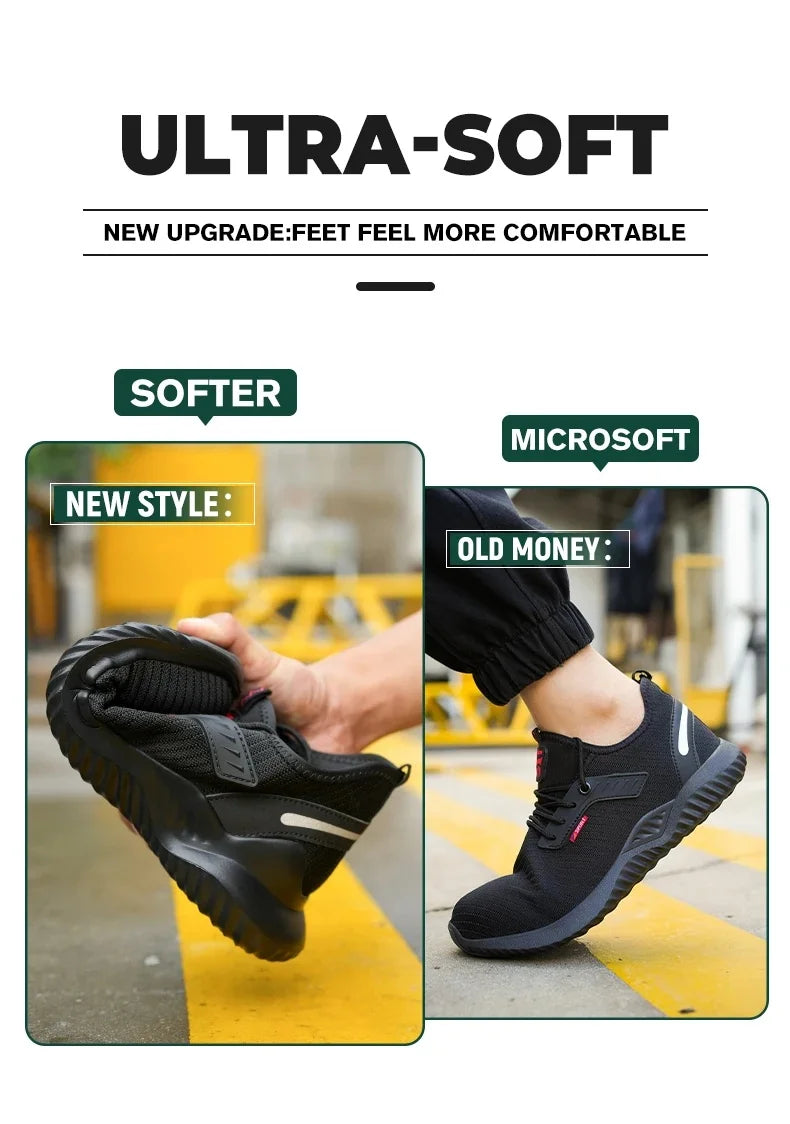 Lightweight Safety Shoes Men Steel Toe Sneakers Puncture Proof Breathable Safety Boots Man Dangerous Construction Work Foorwear