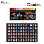 Acrylic Marker Pen, Double Headed Waterproof Art Painting Supplies, School Stationary, Graffiti Drawing 12-72 Colors, ANGEL MARK