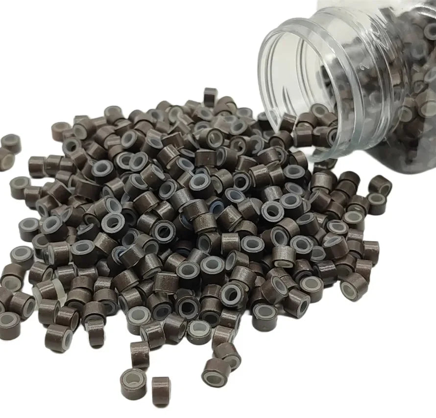 1000Pcs, Hair Extentions Micro Rings Links Beads, 5mm Silicone Lined Beads for Human Hair Extensions Tool-Multi-colored