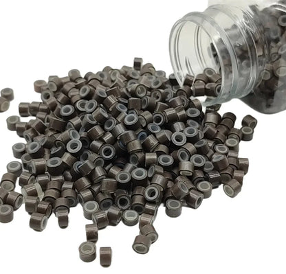 1000Pcs, Hair Extentions Micro Rings Links Beads, 5mm Silicone Lined Beads for Human Hair Extensions Tool-Multi-colored