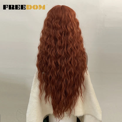 Synthetic Lace Front Wig, Long Deep Wavy Ombre Blonde Ginger Lace Wigs For Black Women, Heat Resistant Cosplay Wigs, FREEDOM