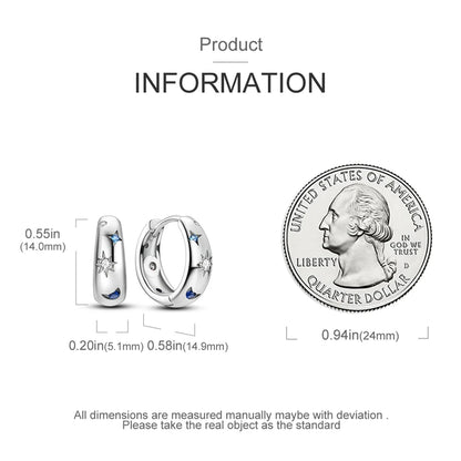 925 Sterling Silver Colored Zirconium Stars Hoop Earrings For Women Jewelry, Anniversary WeddingMaking Jewelry Gift