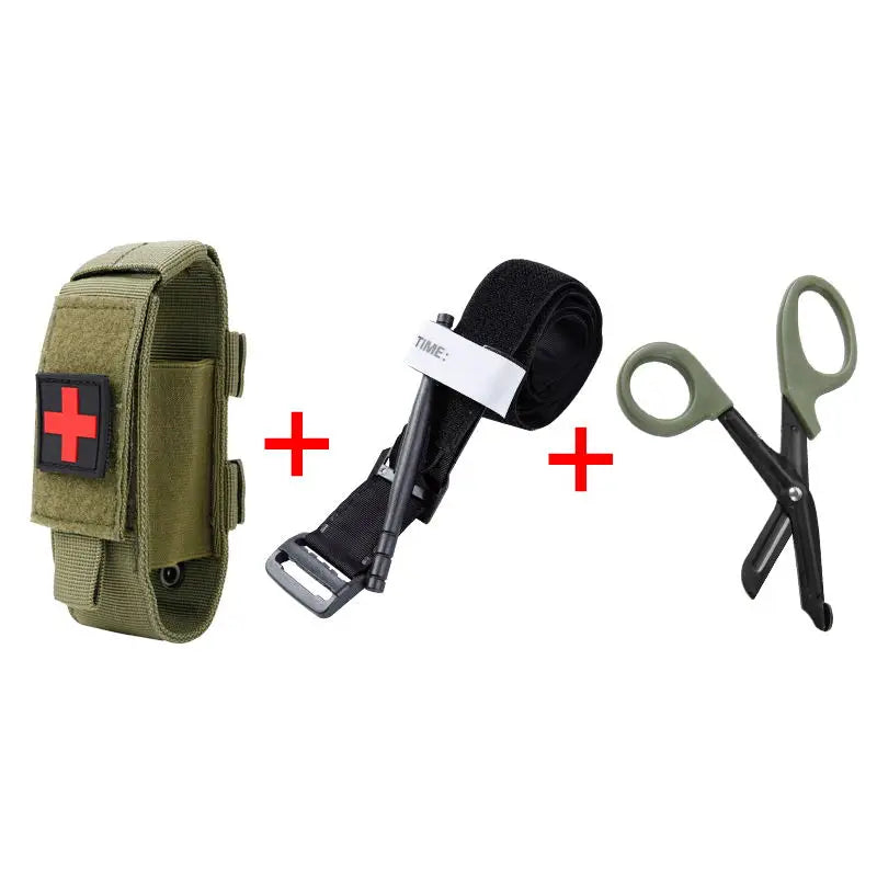 First Aid Kit Tourniquet Molle Survival Set Pouch Nursing Holder Scissors Bag Outdoor Equipment