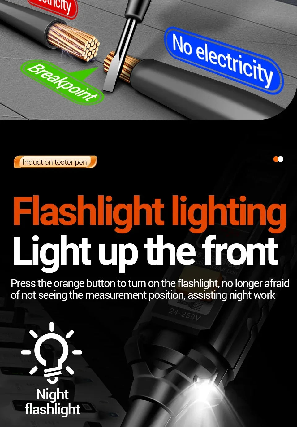 Multifunction Voltage Tester, Pen Detector, Induction AC 24V-250V Voltmeter, NCV Wire Line breakpoint electrician Tools, ANENG B15