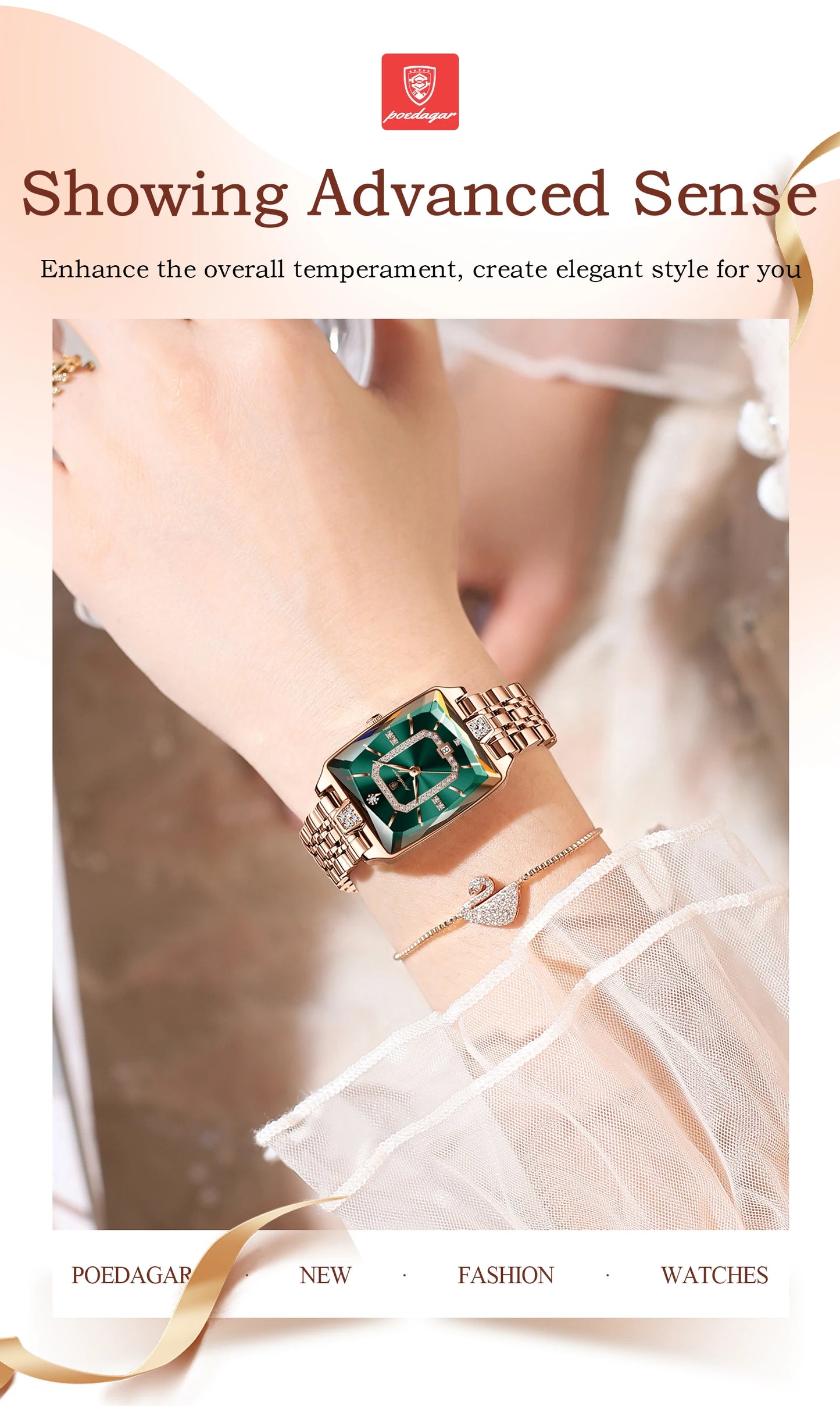 Luxury Watch For Woman, Waterproof Calendar High Quality Ladies Watch, Stainless Steel Quartz Women's Watches With Elegant Box, POEDAGAR