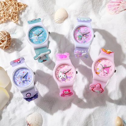 Cute 3D Hello Kitty Watches for Girls Cartoon Pattern Kuromi Waterproof Quartz Children Watch Wrist Clock Kids Gift reloj nina
