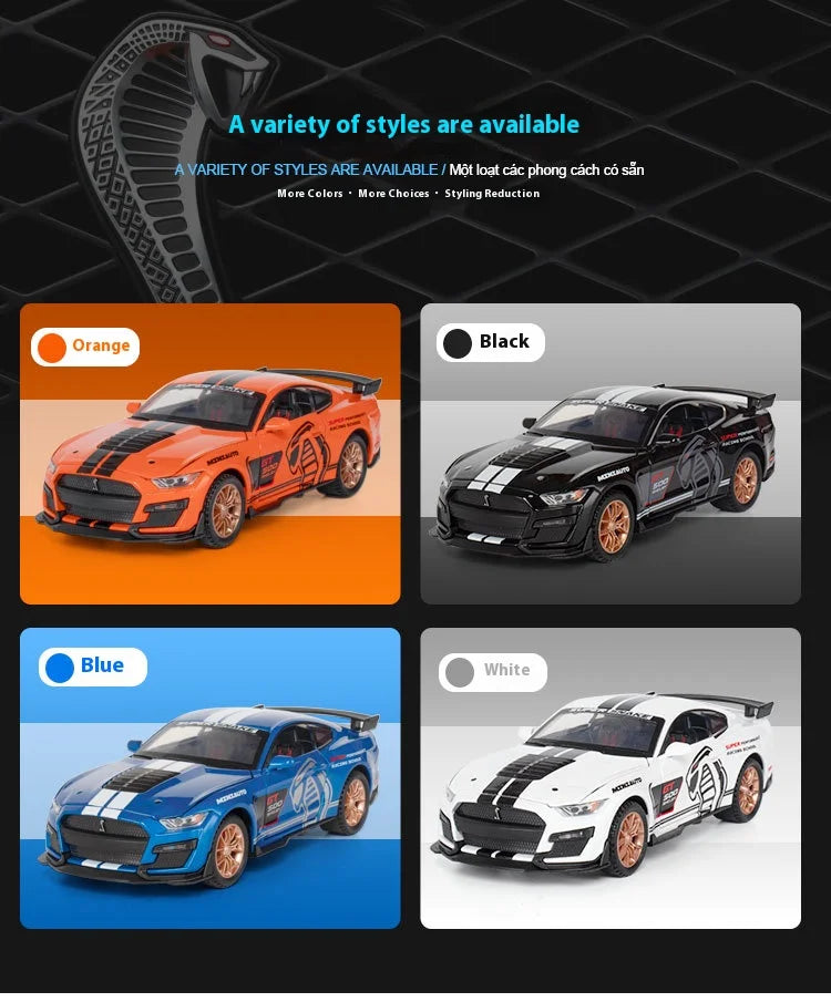 1:32 Ford Mustang Viper GT500 Supercar Alloy Diecast Model Decorative Trendy Ornaments Computer Desktop Ornaments Gift For Boys
