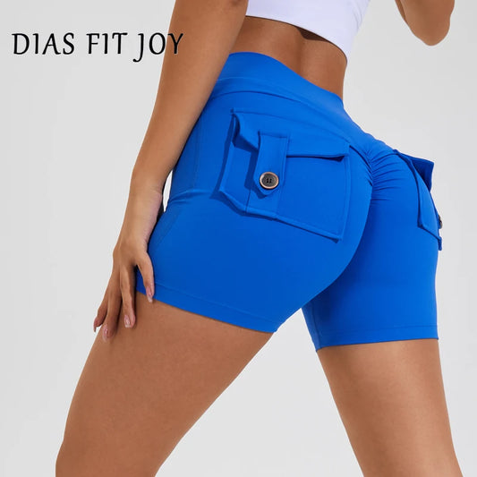 DIAS FIT JOY Tight Women's Shorts with Pockets, High-Waisted, Butt-Lifting, Quick-Drying Yoga Shorts