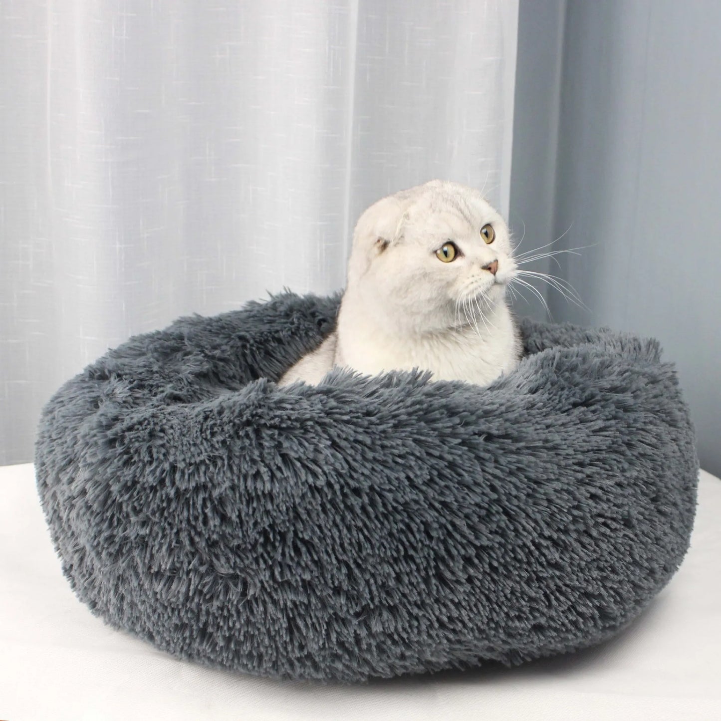 40-90cm Round Pet Bed for Large Dog Bed Super Soft Cat Bed Long Plush Dog House for Medium Dog House Winter Warm Sleeping