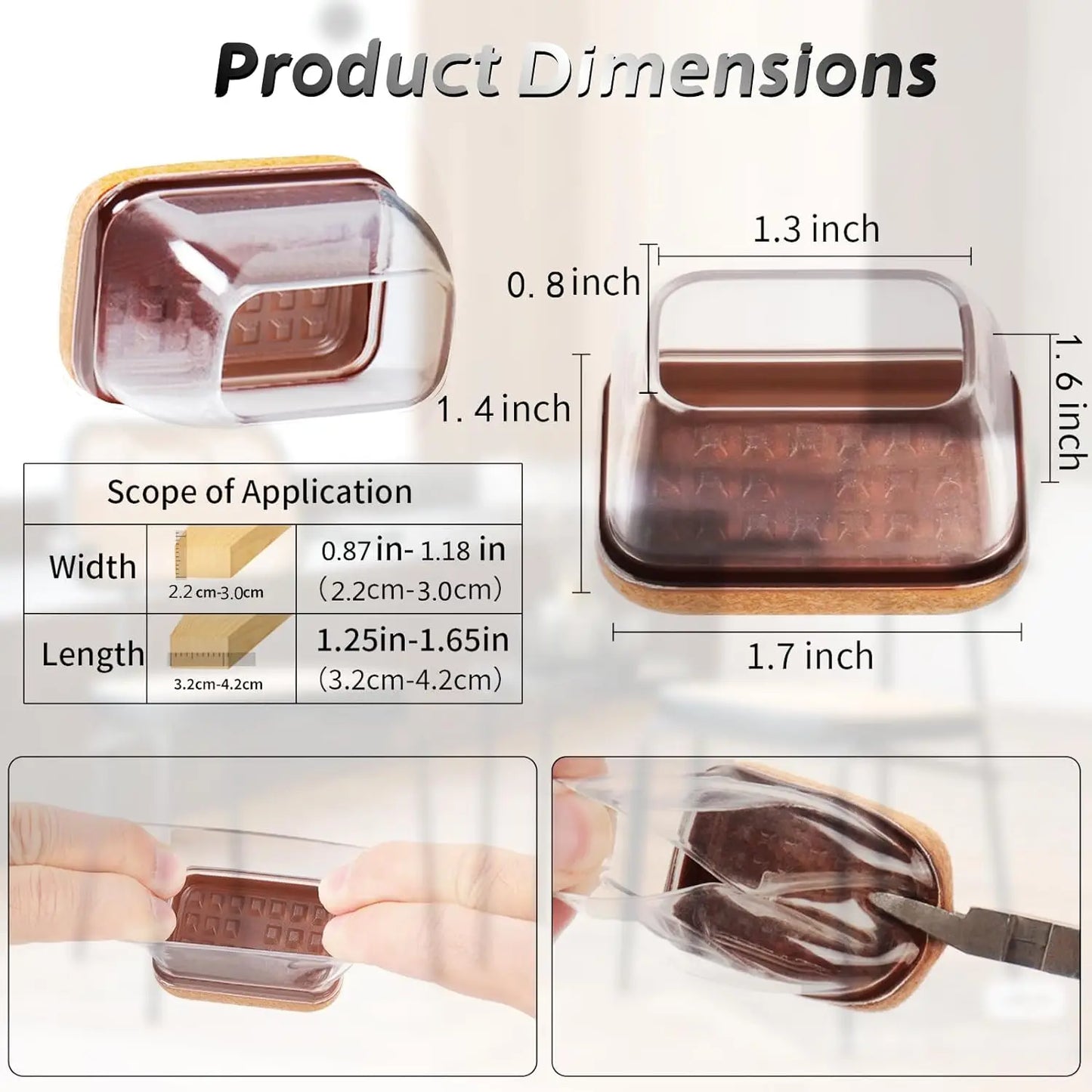 8Pcs, Silicone Chair Leg Floor Caps, Floor Protectors, Chair leg Foot End Covers for No Noise