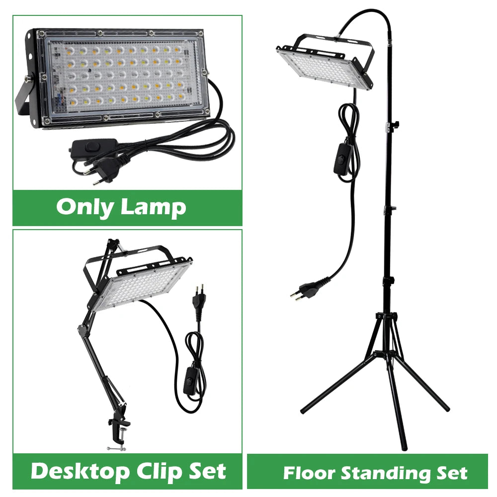 50W/100W Full Spectrum LED Plant Light Floor Bracket 220V Suitable For Courtyard Hydroponic Greenhouse Seedling Lighting