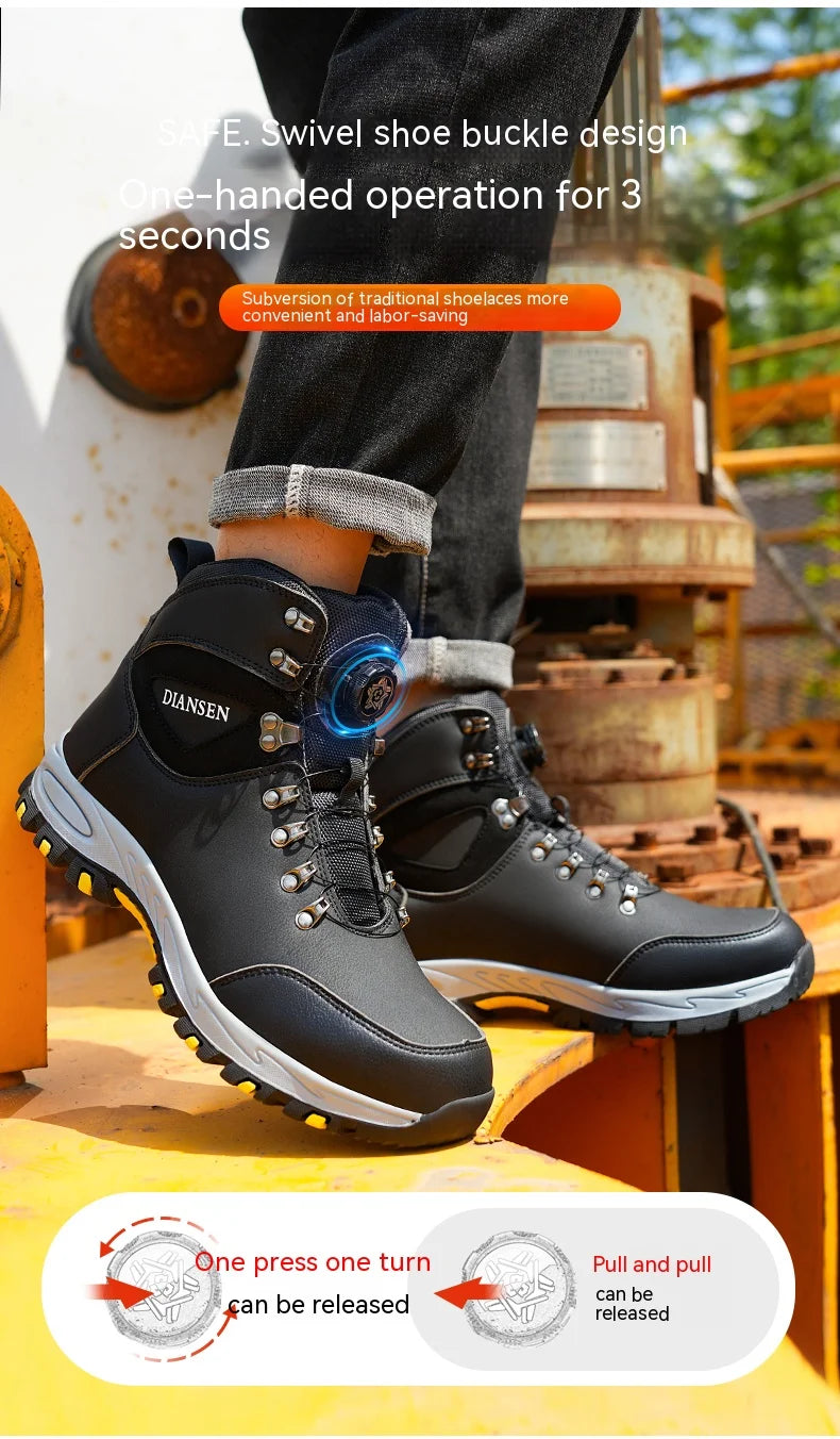 Rotating Button Safety Shoes, Men Work Sneakers, Indestructible Shoes, Puncture-Proof Protective Shoes, Work Boots, Tactical Boots