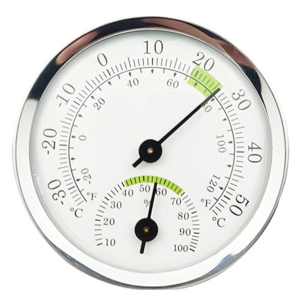 Mini Thermo-Hygrometer Analog Indoor Hygrometer Temperature and Humidity Meter Battery Free Diameter 58MM