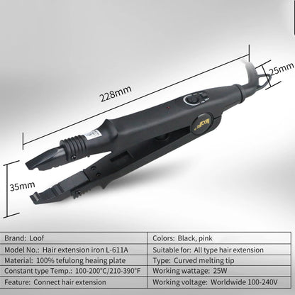 Herramienta profesional para extensiones de cabello Conector de cabello Fusión de hierro caliente Conector Temperatura ajustable Herramienta de fusión Enchufe UK/US/EU