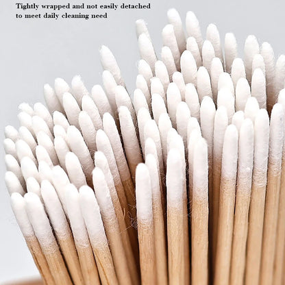 100PCS Nail Tip Cotton Swabs With Wooden Sticks Pointed Tip Cotton Swabs For Nail Polish Touch Up Disposable Makeup Applicators