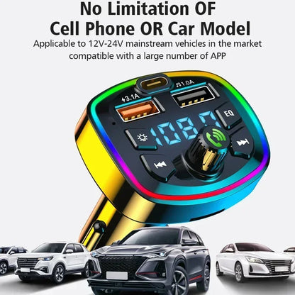 3.1A USB PD Fast Charging Car Charger FM Transmitter Bluetooth 5.0 Audio Receiver MP3 Music Player TF Card Quick Charge Adapter