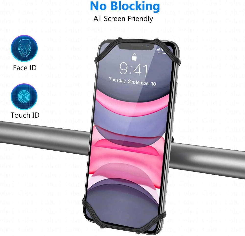 Silicone Bicycle Phone Holder Universal Bike Motorcycle Mobile Phone Stand Handlebar Clip Bracket for 4 to 6.5 inch Cell Phone