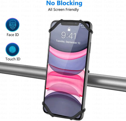 Silicone Bicycle Phone Holder Universal Bike Motorcycle Mobile Phone Stand Handlebar Clip Bracket for 4 to 6.5 inch Cell Phone
