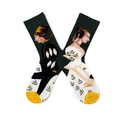 New cotton socks high-quality men's and women's British style casual Harajuku fashion novelty literary couple sexy socks