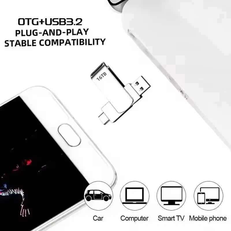 2-In-1 TYPE-C USB Flash Drive 3.2 High-speed PenDrive USB Memory Stick Real Capacity Pen Waterproof Flash Disk Pen Drive