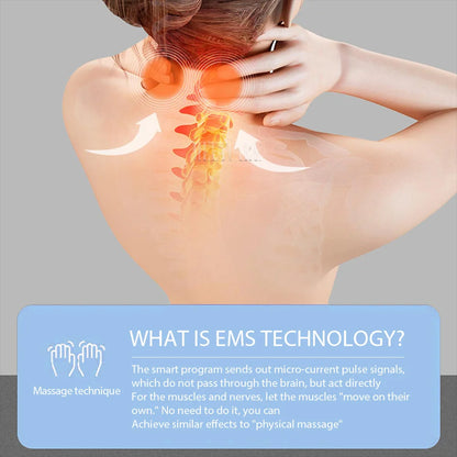 TENS Pulse Back Neck Massage 4 Modes EMS Electric Smart Shoulder Cervical Massager Relaxation Muscle Beating Health Care Tool