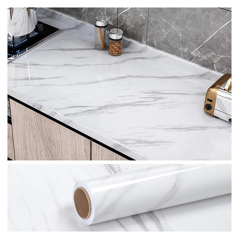 80cm Width Marble For Walls In Rolls, Vinyl Self Adhesive Waterproof Wallpaper Contact Paper, Wall Stickers Film, Kitchen Home Deco
