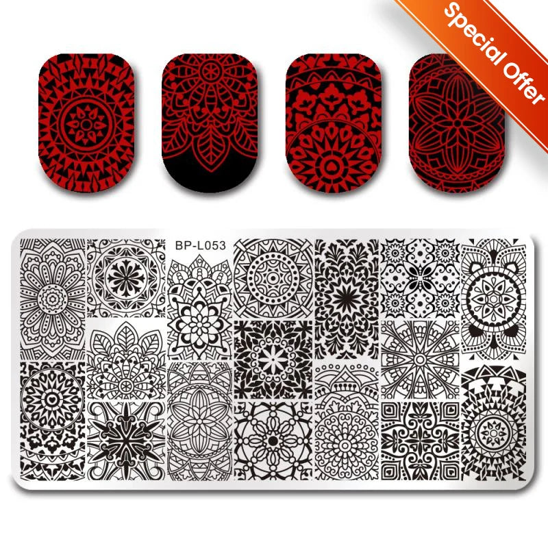 BORN PRETTY Stamping Plate Snowflake Winter Christmas Flower Snakes Design For Nail Polish Printing Template Tools Supplies