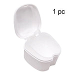 Denture Bath Box, Organizer, Dental False Teeth Storage Box with Hanging Net Container Cleaning Teeth Cases, Artificial Tooth Boxes