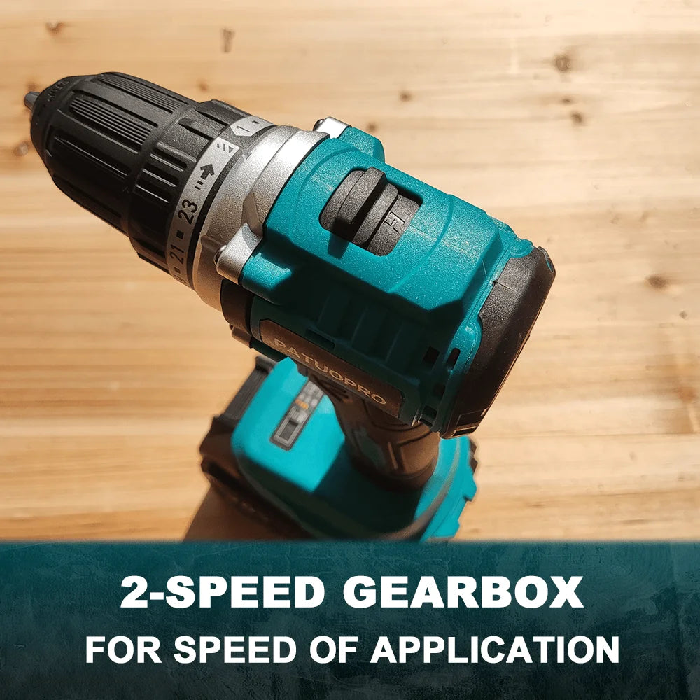 10mm Brushless Electric Drill Cordless Handheld Drill Screwdriver 2 Speed 23 Torque Setting Fit Makita 18V Battery (No Battery)