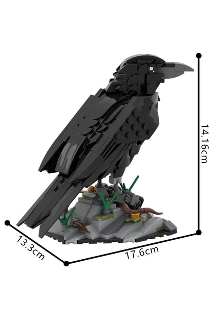 MOC Raven Model Building Blocks Sets Clever Raven Black Bird 3D Home Ornament Brick STEM Toy Adult Valentine's Day Gift