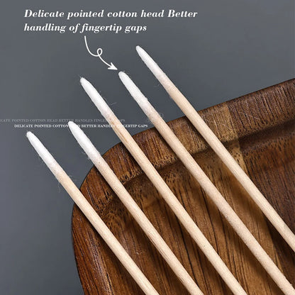100PCS Nail Tip Cotton Swabs With Wooden Sticks Pointed Tip Cotton Swabs For Nail Polish Touch Up Disposable Makeup Applicators
