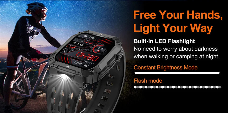 New 1000mAh Battery Smart Watch, 1.95 Inch AMOLED Screen, Men Outdoorsports Watch, IP68 Waterproof Bluetooth Call Sports Smartwatch