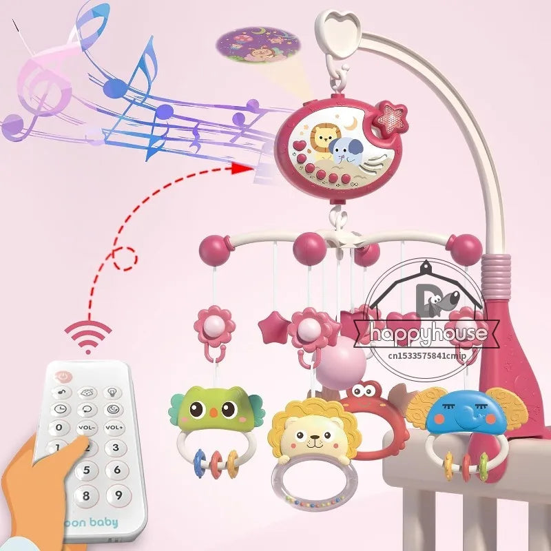 Baby Crib Mobile with Lights Music Projection for Infants 0-6 Months Remote Control Crib Toys for Newborn Baby Mobile for Crib