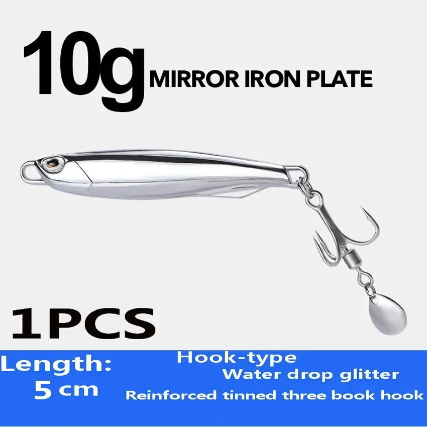1Pc, Electroplated Lron Plate Rod Metal Fishing Bait, 60g 40g 30g 20g, Portable Fishing Lure, Sharp Hoops Tip, Spinning Tackle Tool