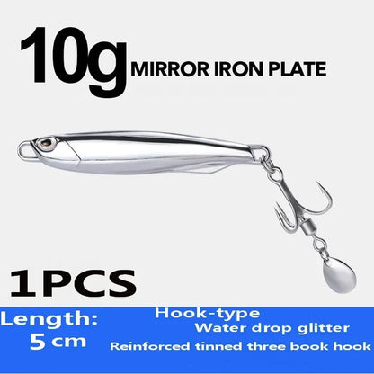 1Pc, Electroplated Lron Plate Rod Metal Fishing Bait, 60g 40g 30g 20g, Portable Fishing Lure, Sharp Hoops Tip, Spinning Tackle Tool