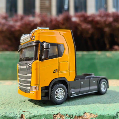 1:50 Alloy Diecast Large Truck Model Car Toy Simulation Container Toy Sound and Light Pull BackTransport Vehicle Model Kid Gifts
