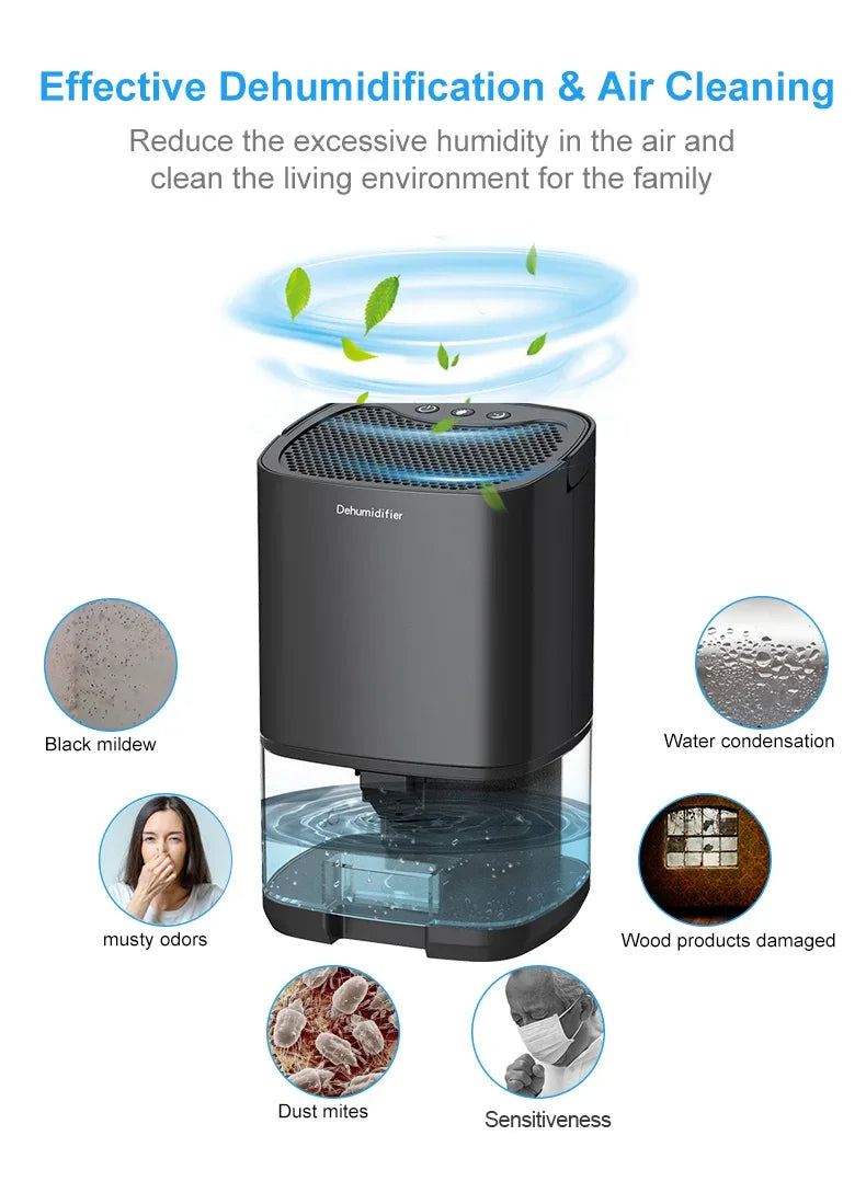 1000ML Portable Air Dehumidifier For Home Mute Moisture Absorbers Machine Air Dryer For Bedroom Office Kitchen Deodorizer Dryer