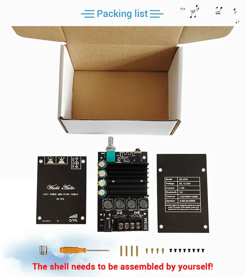 2*100W TDA7498E Audio Power Amplifier Bluetooth-compatible 5.0 Stereo HiFi Class D Digital Home Theater AUX Music AMP