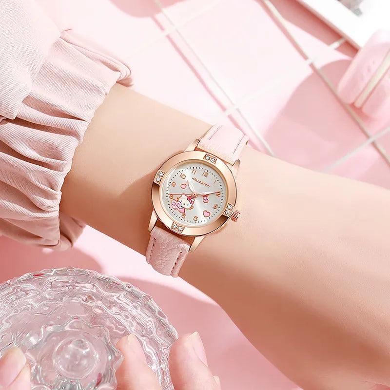 Hello Kitty Watch Kawaii Kuromi Cinnamoroll Quartz Casual Fashion Melody WristWatch Women Kid Girl Children Birthday Gift