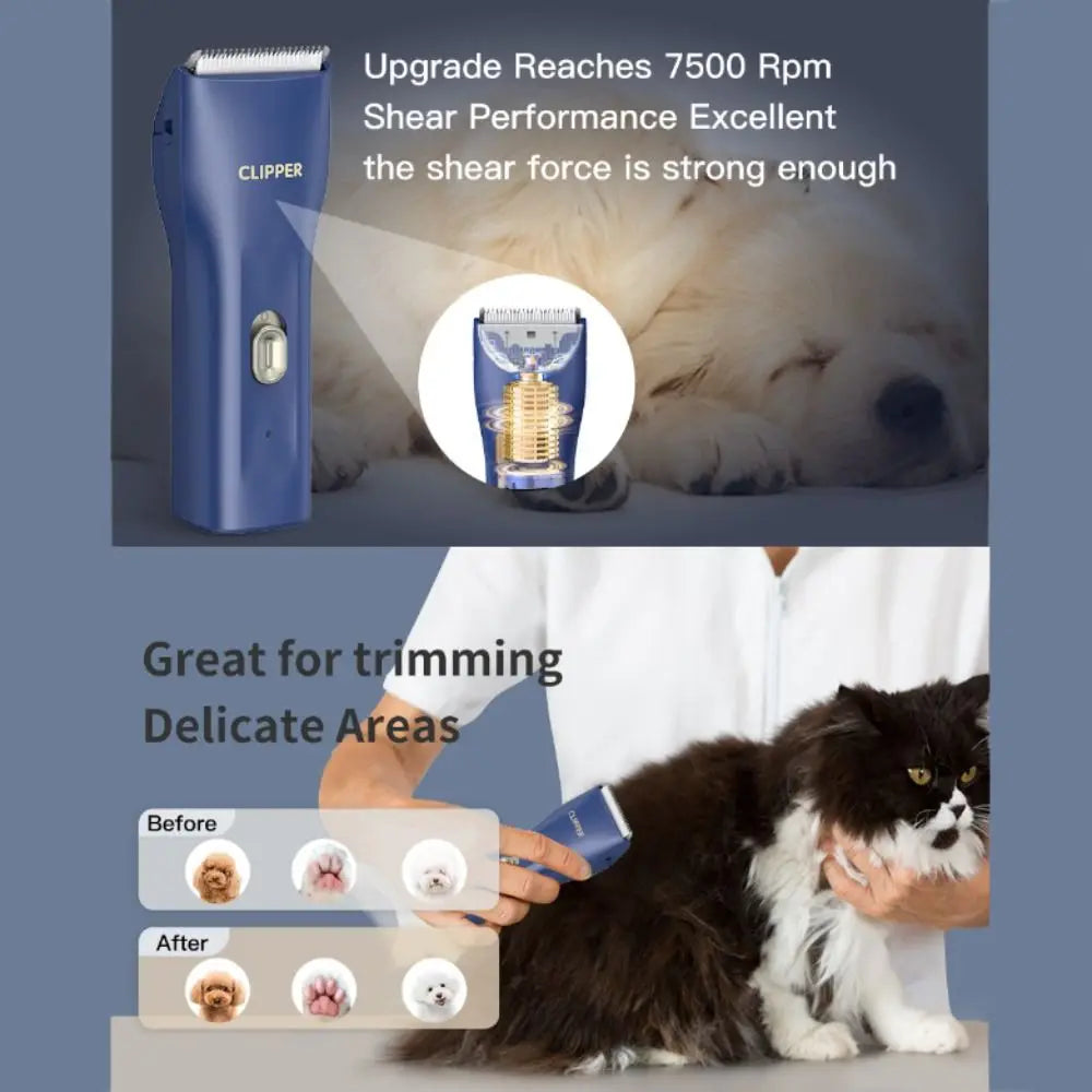 Professional Pet Electric Hair Clippers Waterproof USB Charging Dog Hair Clipper Silent Cat Grooming Clippers for Cats and Dogs