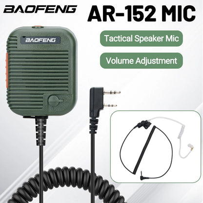 Baofeng AR-152 Tactical Remote Speaker Mic K Plug 2 Pin Volume Adjustable For AR-152 UV-5R UV-25 PRO Walkie Talkie Two Way Radio