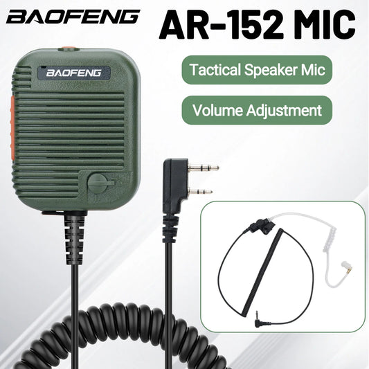 Baofeng AR-152 Tactical Remote Speaker Mic K Plug 2 Pin Volume Adjustable For AR-152 UV-5R UV-25 PRO Walkie Talkie Two Way Radio