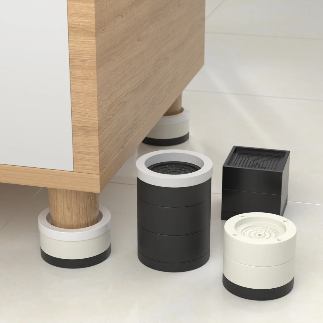 Stackable Furniture Heightening Foot Pads: Table Leg Pads, Coffee Table & Cabinet Base Risers, Bed Leg Heightening Pads