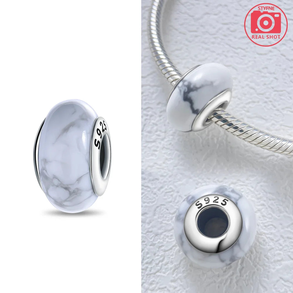 Original 925 Silver Charms Flower Blue Star Green Turtle Glass Beads Fit Bracelet Women DIY Gift Murano Jewelry Accessories